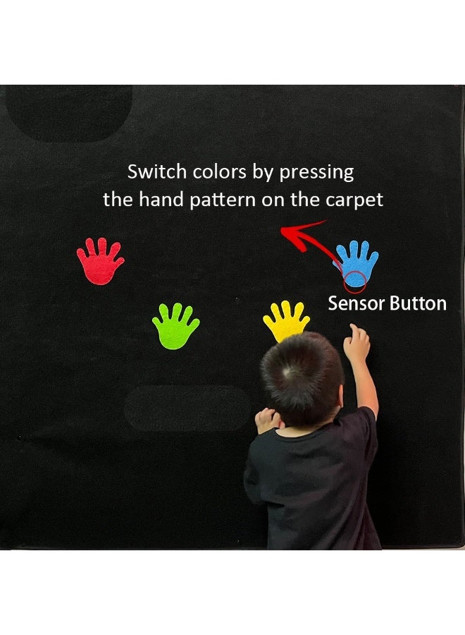 SnuzzleMart Interactive Starry Fiber Optic Sensory Mat – 1.2m Light-Up Carpet with 4 Handprint Sensor Buttons & 300 Points of Light - Image 2
